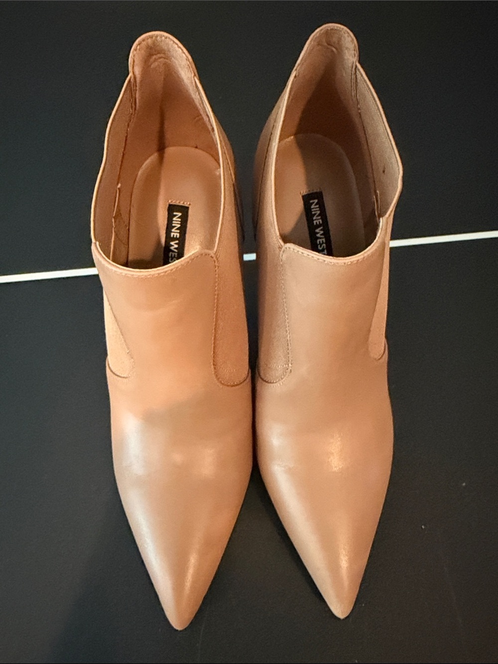 Nine West Kaia Tan Pointed-Toe Ankle Booties